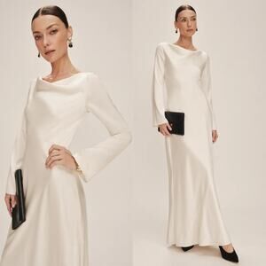 Reformation Ciana Satin Dress Fior Di Latte